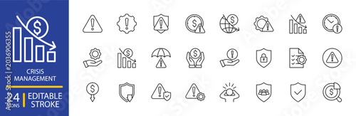 Crisis Management icon set Editable Stroke
