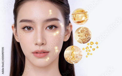 Beauty Injection Procedure Close-Up Portrait of Young Asian Woman with Syringe in Aesthetic Clinic