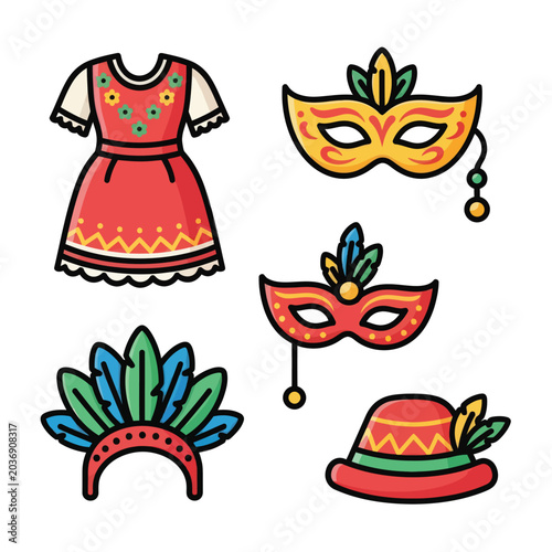 Colorful Carnival Masks and Costume.