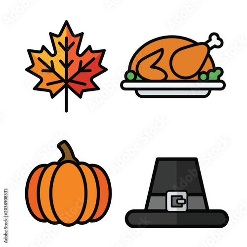 Thanksgiving Holiday Food and Symbols.