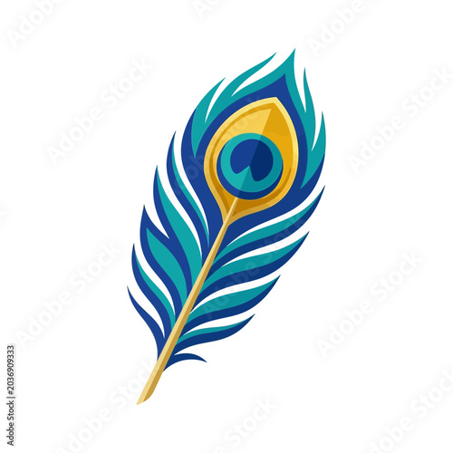 Colorful Peacock Feather Illustration Vector