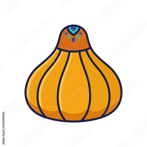 Stylized Golden Ethnic Fig Shape Vector Icon