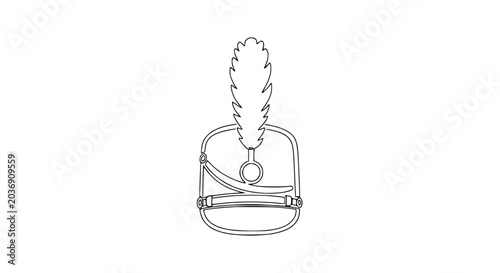 Cuadro en lienzo Line Drawing Military Hat with Feather