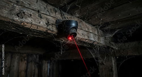 Hidden spy camera device with red light under the table