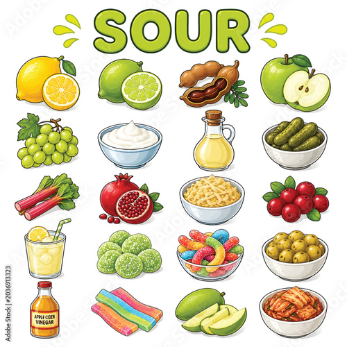 Photos Sour Taste Line Art Icon Set Collection – Minimal Outline Tart Flavor Food Vecto