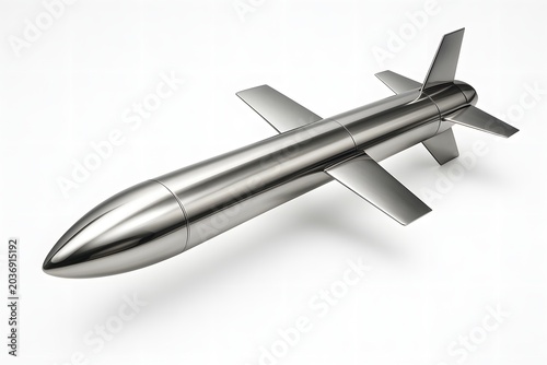 Polished Titanium Tomahawk Missile – Luxury Aerospace Defense Concept on White Background