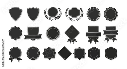 Vintage Blank Badges and Emblems Collection, Retro Seal Labels, Award Crests