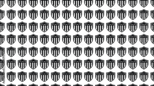 Tableau sur toile Repeating black shield-shaped pattern texture on white background