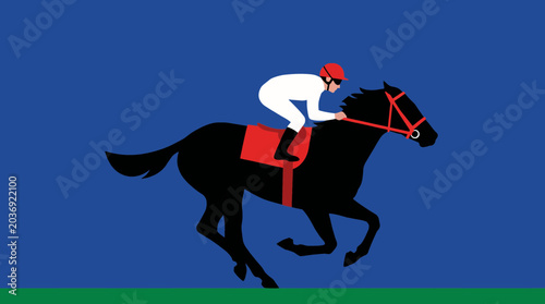 Tableau sur toile Black Thoroughbred Horse in Racing Stance Portrait