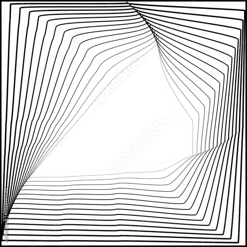 Square dynamic halftone twisted spiral. Modern technology element