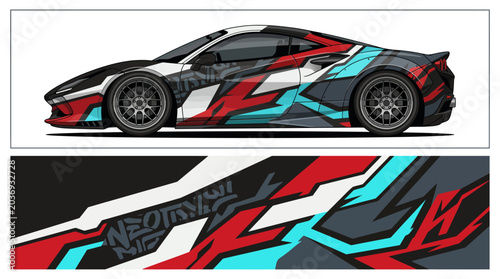 Photos Colorful Abstract Car Design with Dynamic Patterns.