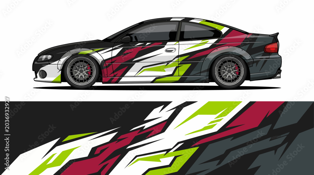 Obraz premium Colorful racing car with dynamic design elements.