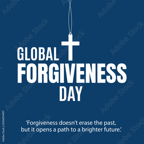 Foto Global forgiveness day typography with a small silver cross pendant against a da
