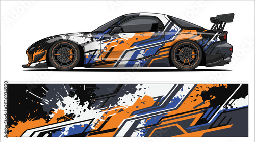 Slika na platnu Colorful Racing Car with Dynamic Design Elements.