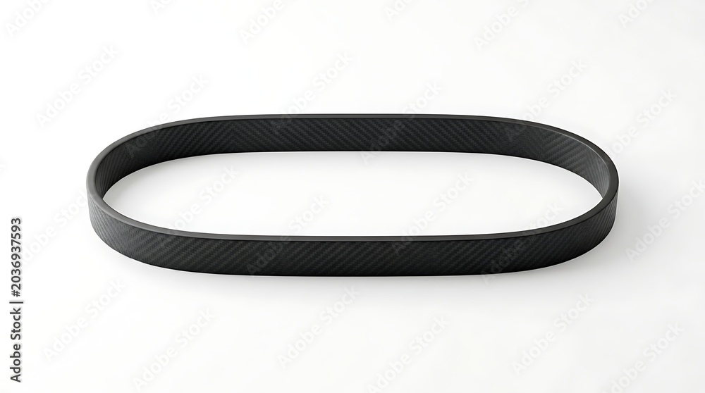 Naklejka premium Isolated black resistance loop band for fitness exercises and strength training workout equipment with textured rubber surface