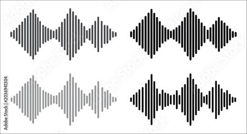 Foto Waveform representations black and gray on a white background waves