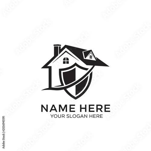 A protective shield surrounds a house with a roof and chimney.