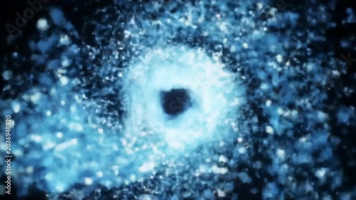 Ethereal Blue Energy Burst - Dynamic Particle Explosion in Digital Space.