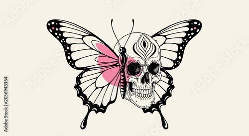 Skull Butterfly Hybrid: Surreal Art, Death and Transformation Symbolism