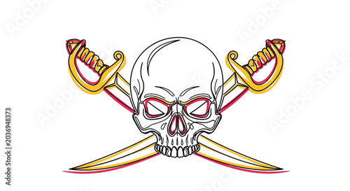 Pirate Skull and Crossbones with Sabers - Danger Symbol