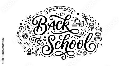 Tableau sur toile Back to School Illustration with Educational Elements (4)