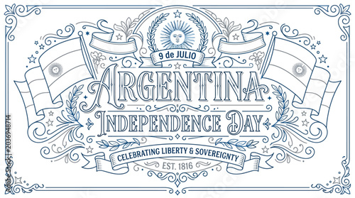 Argentina Independence Day Celebration with Flags and Emblems