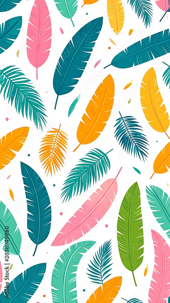 Fototapeta premium Colorful feathers on white background.