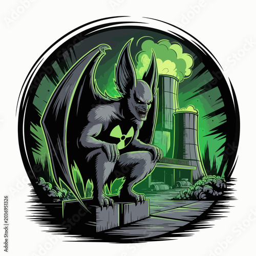 Slika na platnu Gargoyle creature with large bat wings.