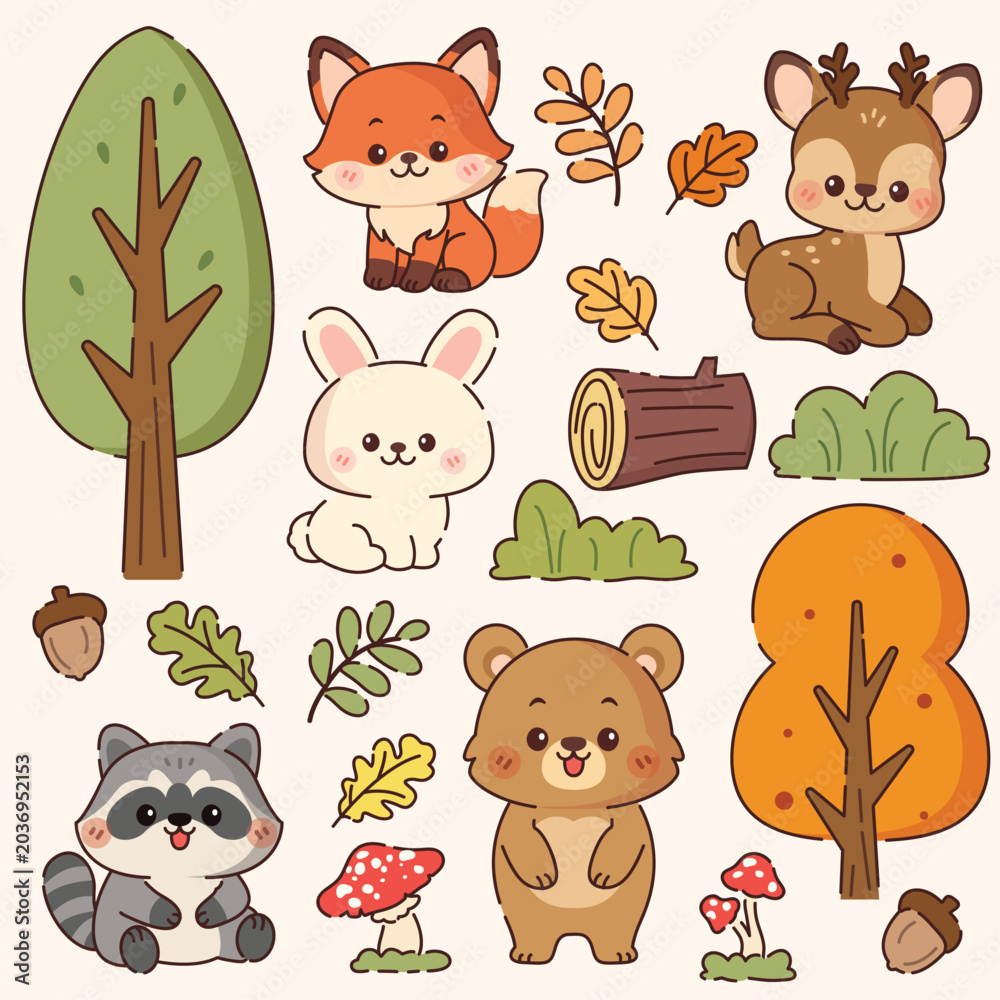 Fototapeta premium Woodland Animal Clipart