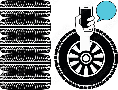 Canvas-taulu Tire delivery tracking with phone notification