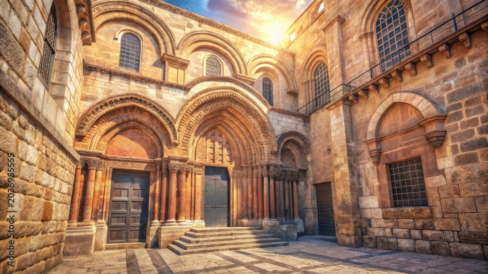 Fototapeta premium Entrance to the church of the holy sepulchre
