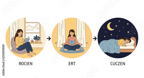 Woman Sleep Cycle Stages.