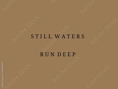 Εκτύπωση καμβά Still waters run deep english proverb minimalist typography on brown background