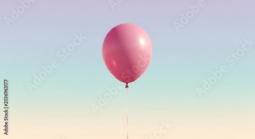 A single pink balloon floating against a soft pastel gradient background.