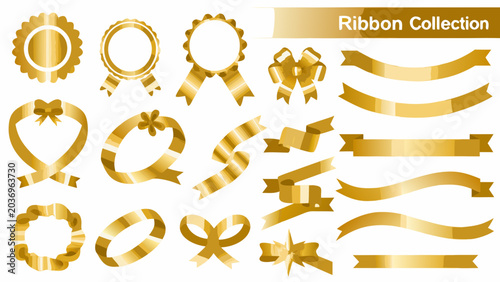 Canvas Print Golden Ribbons And Seals Collection Vector Illustration