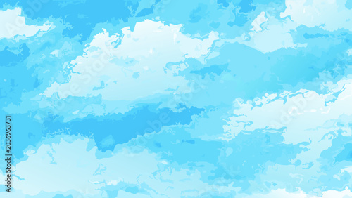 Foto Blue sky cloud pattern with watercolor texture and soft gradients