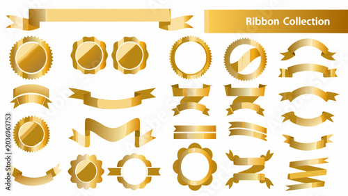 Tableau sur toile Gold Ribbons And Seals Collection Vector Illustration On White Background