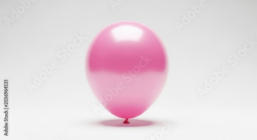 A single pink balloon floats against a clean white background, studio shot.