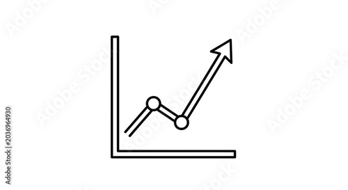 Upward trend graph with arrow, business growth concept, line chart, data analysis
