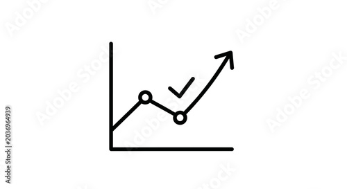 Upward Trend Graph with Checkmark - Business Growth and Success Concept
