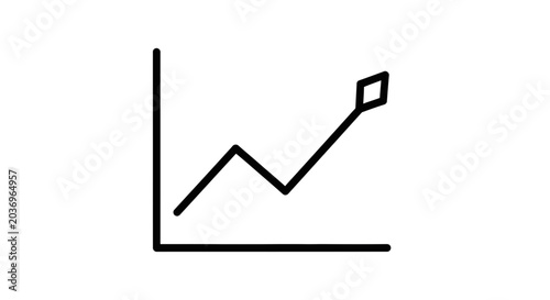 Upward Trend Line Graph Icon with Diamond Marker, Business Growth Concept