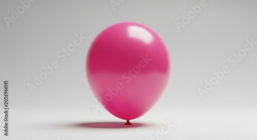 A single pink balloon floats against a plain white background, casting a soft shadow.