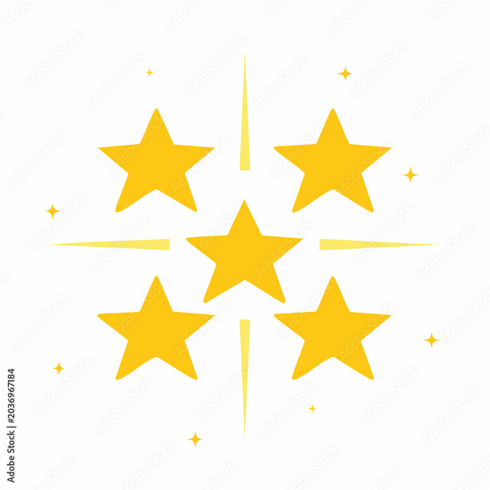 Fototapeta premium Five Yellow Stars with Sparkles