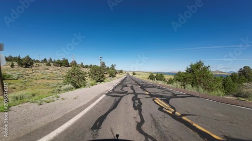 Volcanic Legacy Scenic Byway Lower Klamath Lake 161 West 05 Rear View Driving Plates California USA Ultra Wide