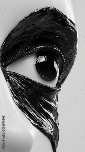 hyper realistic black and white abstract eye close up