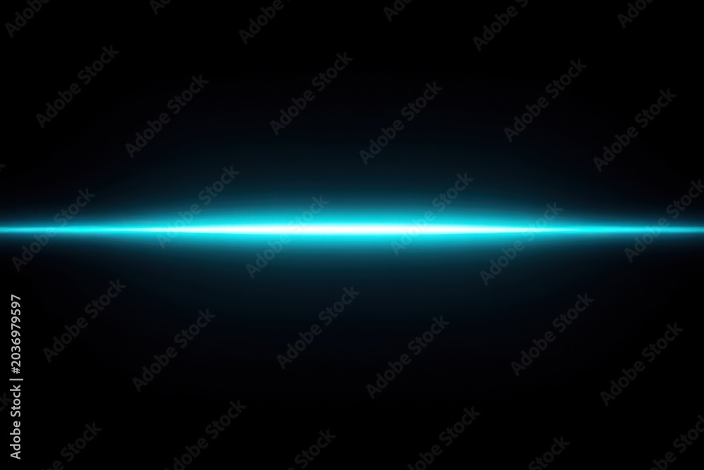 Fototapeta premium A glowing blue line emits light against a black background, creating a dramatic effect.