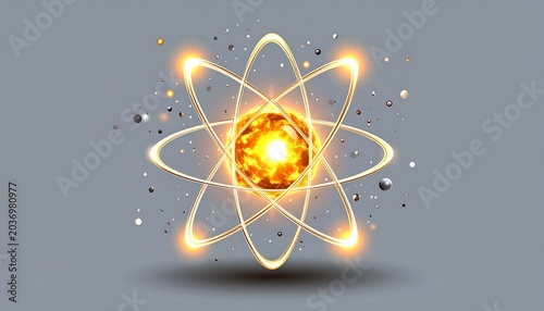Glowing Atom Model - A Visual Representation of Scientific Concepts.