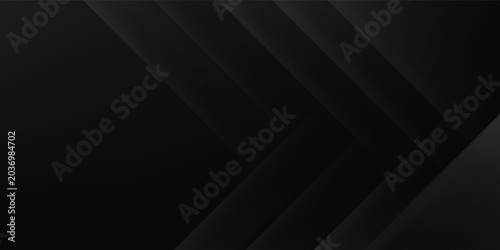 Abstract black background with overlapping diagonal geometric stripes. Modern minimalist sleek design featuring dark charcoal monochrome gradients and clean subtle shapes.