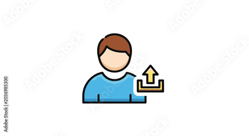 Male user profile icon with upload arrow symbol