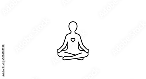Meditating person in lotus pose with heart symbol
